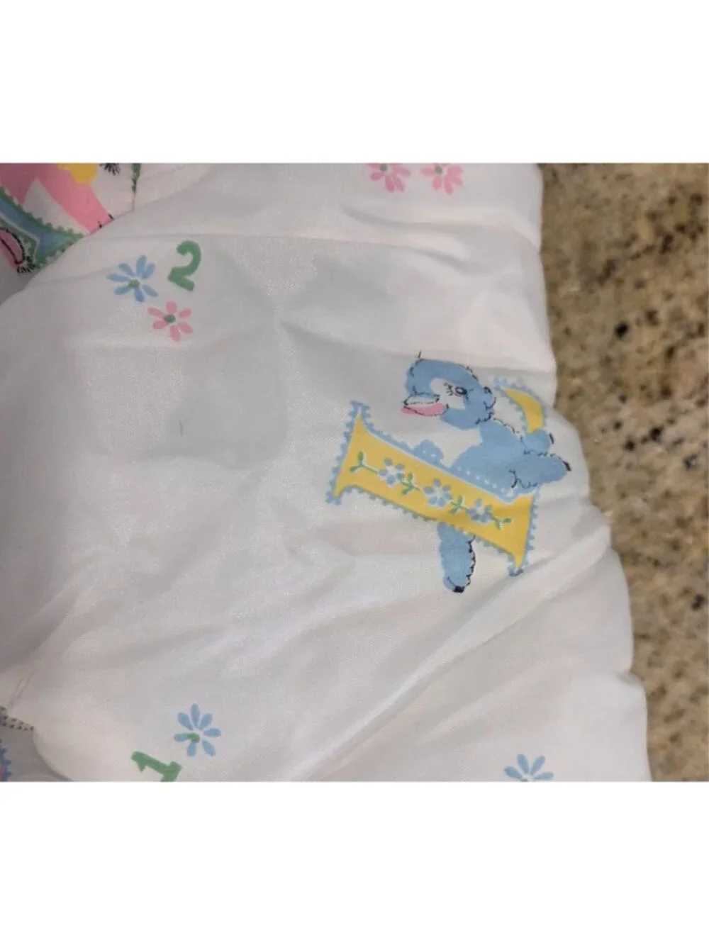 Vintage 50s 60s ABC Alphabet Animal Crib Quilt Nursery Pink Blue Fortrel